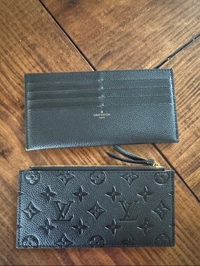 Designer inspired wallet and zip pouch black